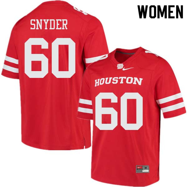 Women #60 Kordell Snyder Houston Cougars College Football Jerseys Sale-Red
